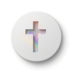 Obraz premium White cross with holographic detail on simple background