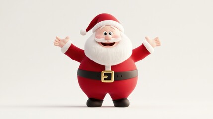Obraz premium Cartoon Santa Claus with Open Arms on White Background