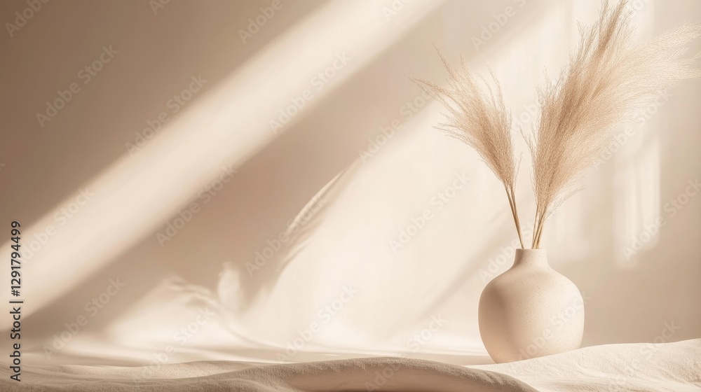 Poster minimalist design featuring a simple ceramic bowl on a light-colored surface with soft shadows from 