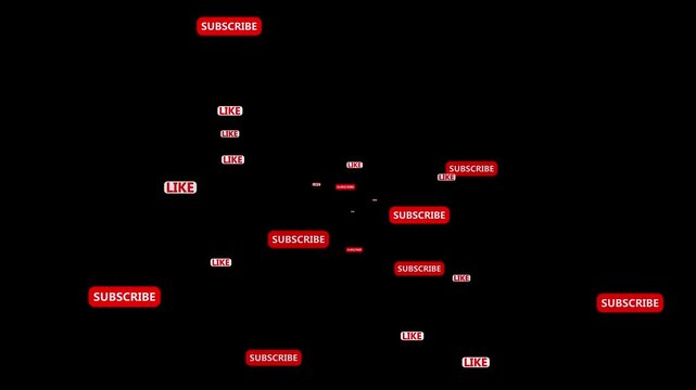 Subscribe. Like. Abstract animation movie in the style of a popular social network. Flat style. Video. Alpha channel