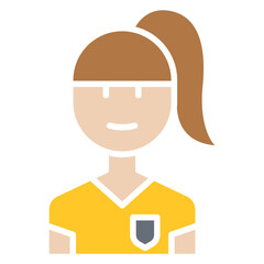Female Football player icon in flat color style