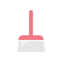 Broom icon in flat color style