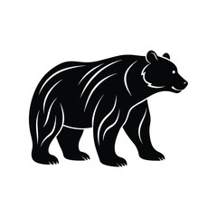 Bear Silhouette Vector Art Illustration and Minimalist Black Color Bear Design