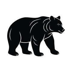 Bear Silhouette Vector Art Illustration and Minimalist Black Color Bear Design