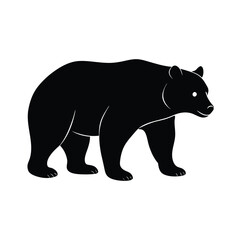 Bear Silhouette Vector Art Illustration and Minimalist Black Color Bear Design