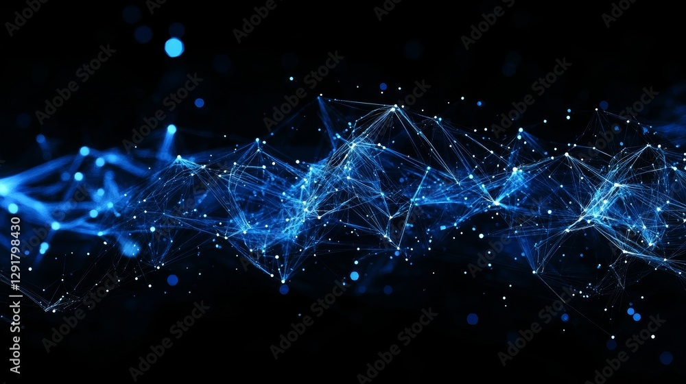 Poster dynamic blue waves of light create an abstract representation of energy in a dark background setting