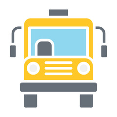 School bus icon in flat color style