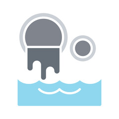 Water pollution icon in flat color style