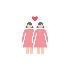 Lesbian icon in flat color style