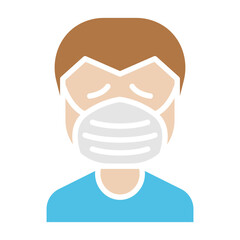 Man wear mask icon in flat color style