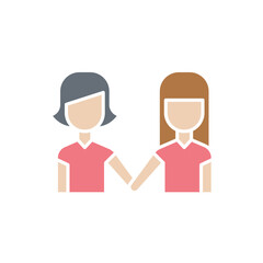 LGBT, Lesbian icon in flat color style