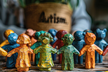 Colorful human figures as a symbol of diversity. World Autism Awareness Day.World Autism Acceptance Day. International Neurodiversity Day.