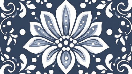 Fototapeta premium Blue flower tile background. Art, crafts, patterns for fabric, interior design, wallpaper, web design, or cards