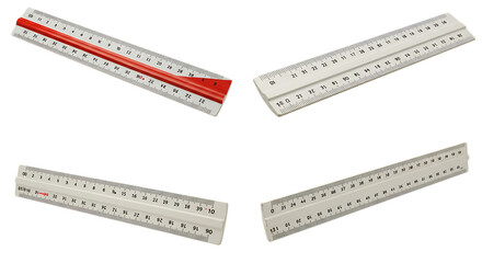 Architectural Scale Rulers Set Isolated on Black Background for Drafting and Measurement