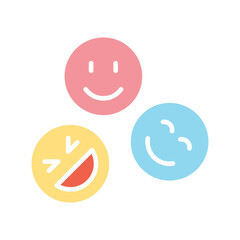 Happy face icon in flat color style