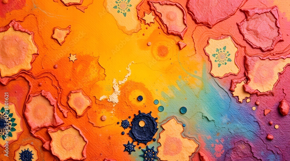 Fototapete the image presents an imaginative abstract composition filled with vibrant colors and playful patter