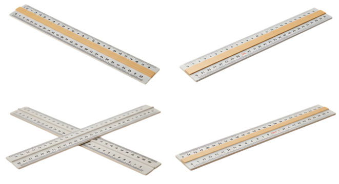 Ruler Assortment on Black Backdrop Measurement Instrument in Multiple Angles
