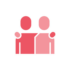 Hug icon in flat color style