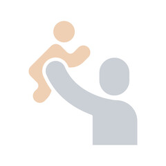 Baby with parent icon in flat color style