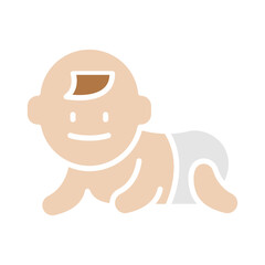 Baby icon in flat color style