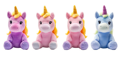 Naklejka premium A set of four colorful unicorn