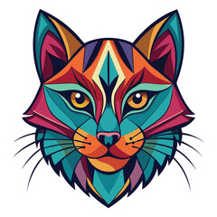Obraz premium Cat head colorful on white background