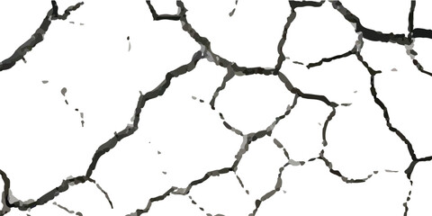 Obraz premium Vector Cracked Surface Textures with Earthquake Damage to Land, Floor, and Wall Surfaces in Black, White, and Grey, Perfect for Simulating the Aftermath of Earthquake Destruction. 