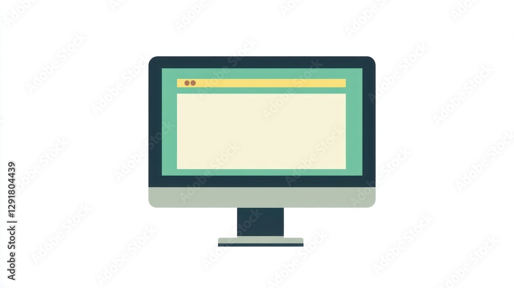Poster flat computer monitor display, simple, icon, minimalist, digital, empty screen, web interface, backg