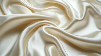 Obraz premium Luxurious cream satin fabric with elegant folds and soft texture.