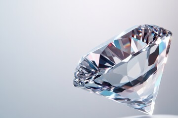 close up of diamond gemstone on gray background
