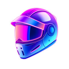 Fototapeta premium Helmet holographic 3D icon. neon symbol vector illustration isolated on white background. Generative AI