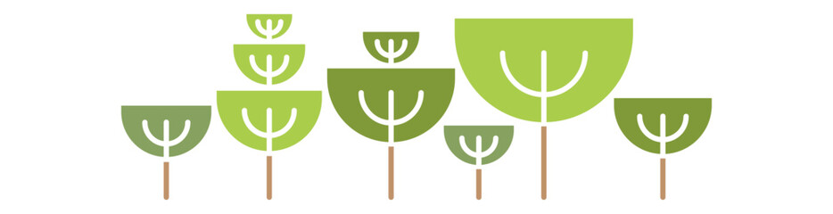 Forest graphic background in flat color style