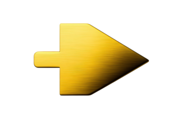 Rising gold arrow symbolizing growth and success, cut out