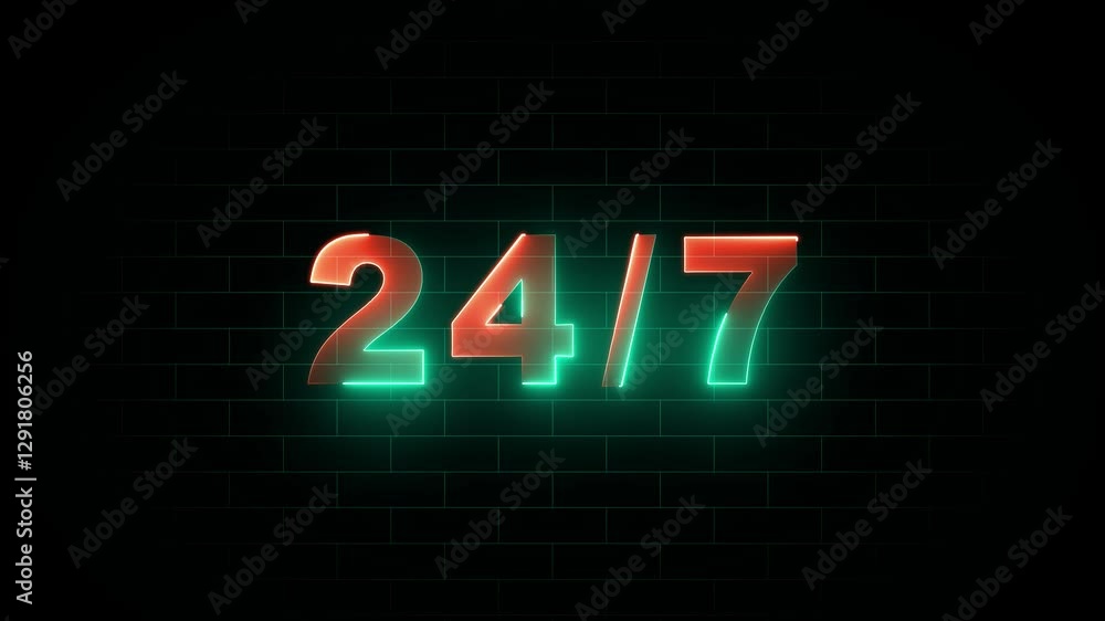 Poster abstract clock 24 hours icon on dark background.all day cyclic icon. 24 hours service symbol. 24 hou