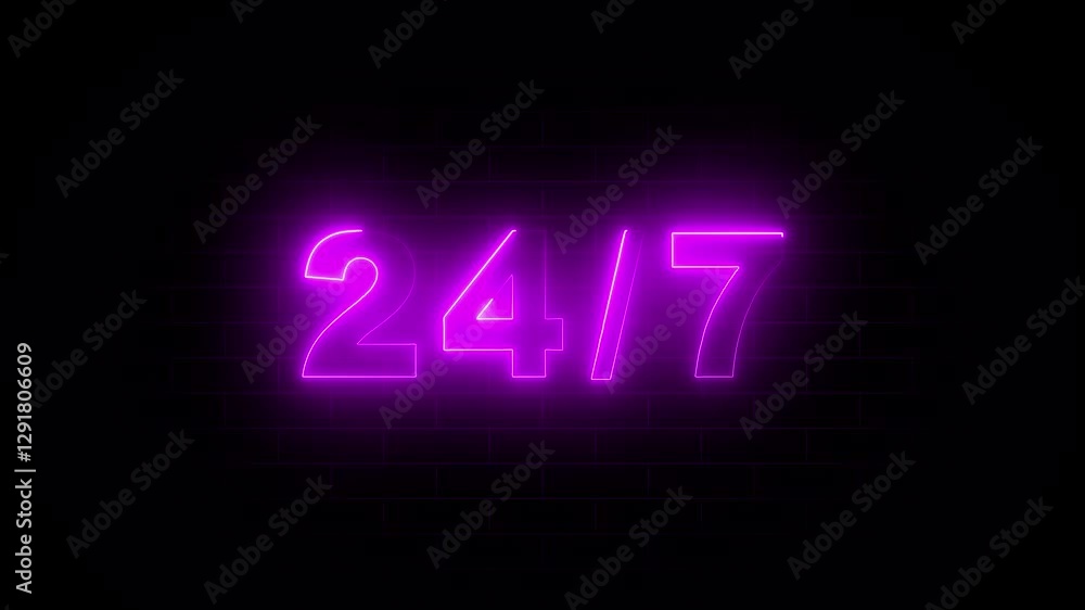 Poster abstract clock 24 hours icon on dark background.all day cyclic icon. 24 hours service symbol. 24 hou