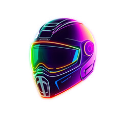 Helmet holographic 3D icon. neon symbol vector illustration isolated on white background. Generative AI
