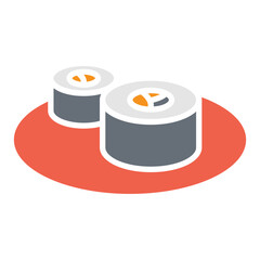 Futomaki icon in flat color style