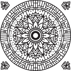 mandala art, mandala design, mandala illustration, geometric mandala, black and white mandala, intricate mandala, spiritual mandala, sacred geometry, symmetrical pattern, ethnic mandala, 