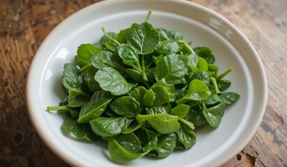 Fresh Green Spinach Leaves in a Bowl - Healthy Organic Food Concept