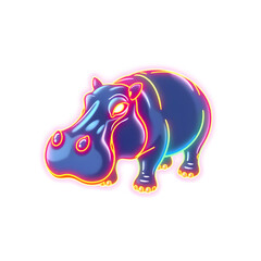 Fototapeta premium Hippopotamus holographic 3D icon. neon symbol vector illustration isolated on white background. Generative AI