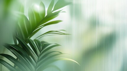 Obraz premium Botanical Serenity: Lush green plant foliage, gently illuminated, creates a tranquil and refreshing atmosphere, perfect for backgrounds and design elements.