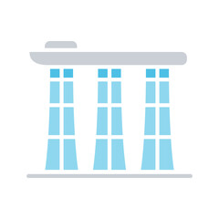 Marina bay sand icon in flat color style