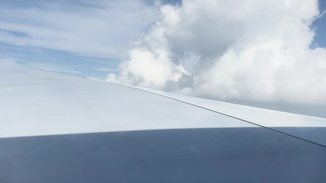 Wing and clouds through window Airbus A380 