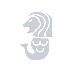 Merlion icon in flat color style