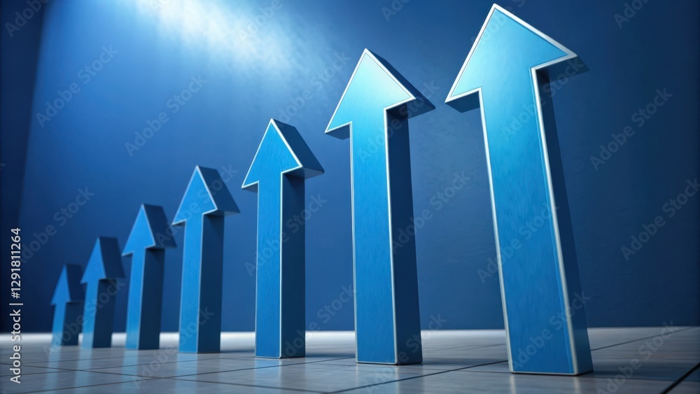 Poster ascending blue arrows: dynamic visual of ascending blue arrows symbolizing growth, progress, and upw
