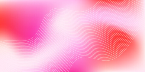 Blurred abstract background with waves. Mesh gradient. Standard banner size. Background for poster, brochure, booklet. Colorful, pink, red, white gradient. Unicorn