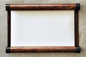 Authentic Chinese Paper Scroll, Blank for Writing, Dark Wood.