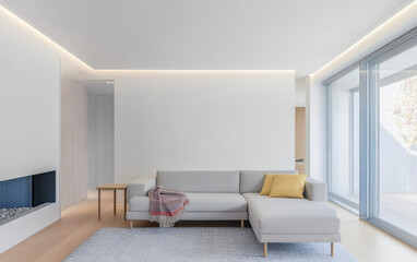 Modern living room design with minimalistic decor and natural light