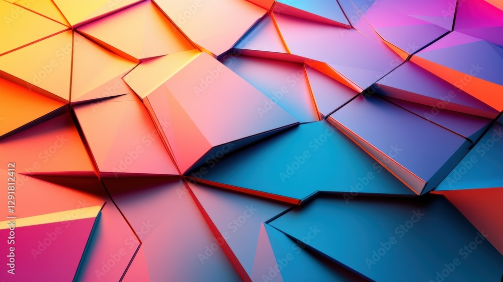 Poster abstract colorful geometric shapes creating a vibrant pattern with depth and texture