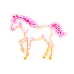 Fototapeta premium Horse holographic 3D icon. neon symbol vector illustration isolated on white background. Generative AI